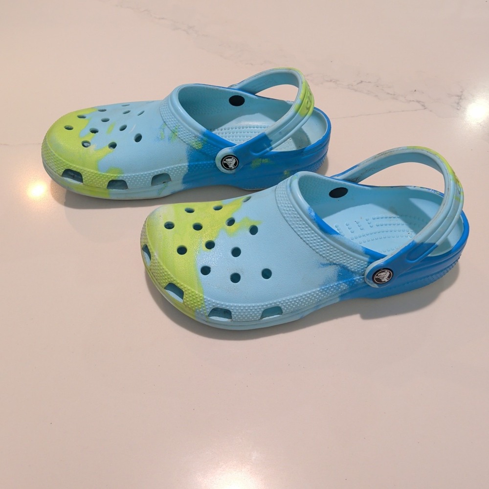 Crocs Classic Womens Size 9 shoes blue green comfort clogs sandals - Picture 2 of 6